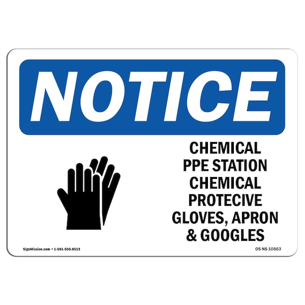 Signmission OSHA Sign, Chemical PPE Station Chemical With, 10in X 7in Rigid Plastic, 10" W, 7" H, Landscape OS-NS-P-710-L-10563 - main